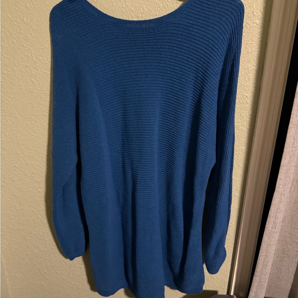 J. Jill Vibrant Blue Crew Neck Oversized Sweater